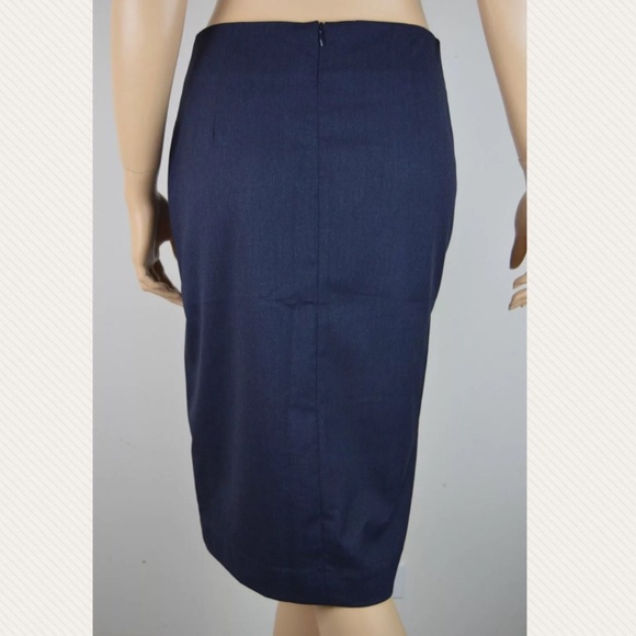 Zara Basic S Blue Pencil Skirt Side Slit Back Zip - Picture 7 of 9
